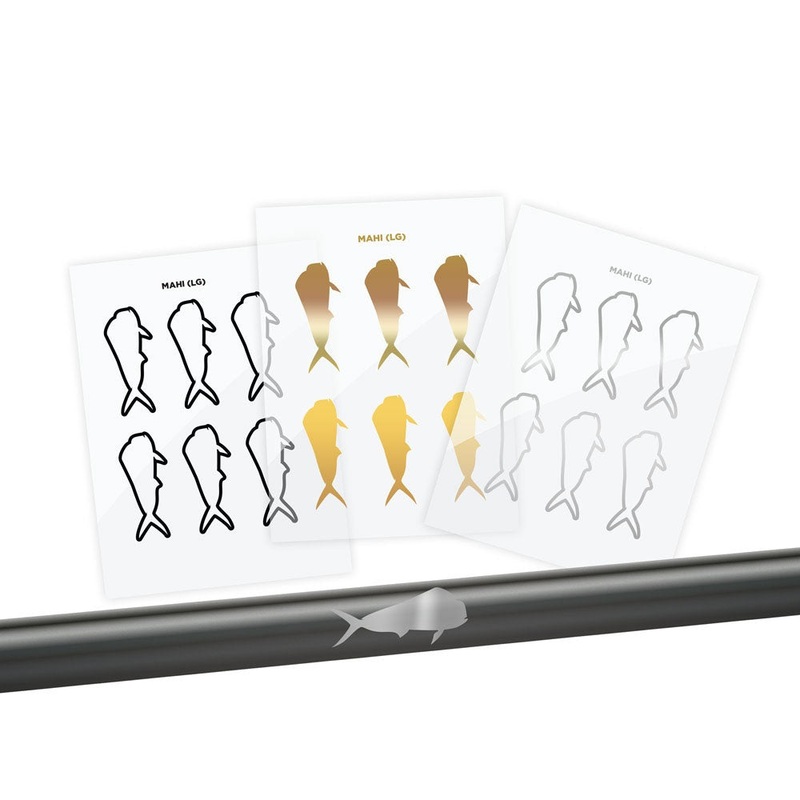 Mahi Mahi Silhouette Rod Decals – Peel & Stick Solid Small Gold