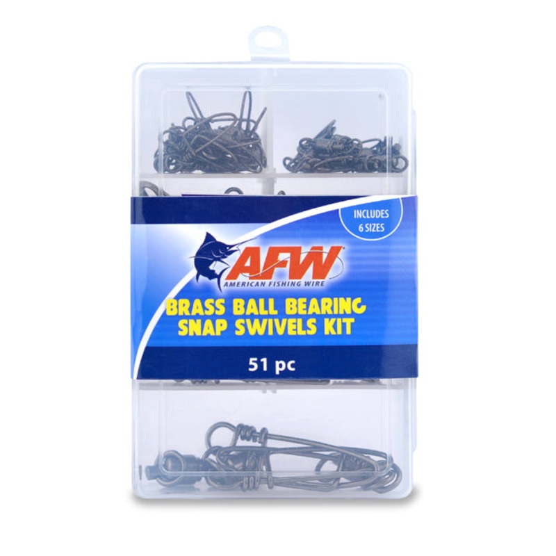 American Fishing Wire Brass Ball Bearing Snap Swivels Kit Brass Ball Bearing Snap Swivels w/Welded Rings