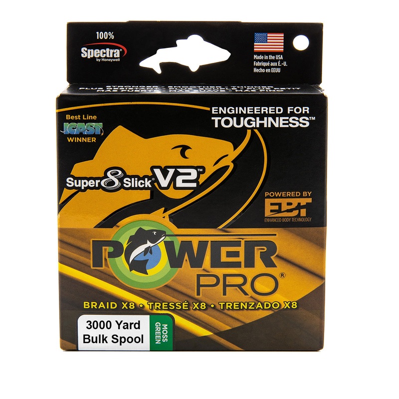 Power Pro Super8Slick V2 Moss Green Braided Line 3000 yard Bulk Spool 8