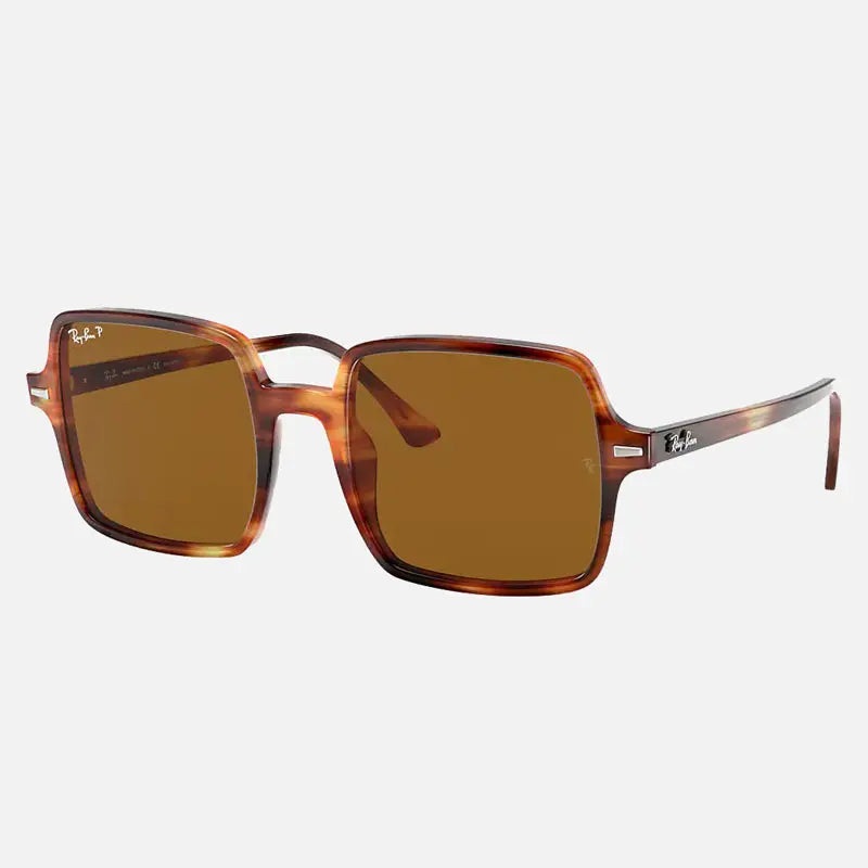 RAY-BAN SQUARE II POLARIZED SUNGLASSES TORTOISE BROWN CLASSIC B-15