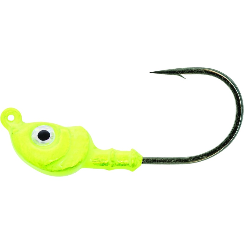 Mustad Elite Inshore Darter Jighead (1/8oz-1/2oz, 4pk) Chartreuse 1/8 oz