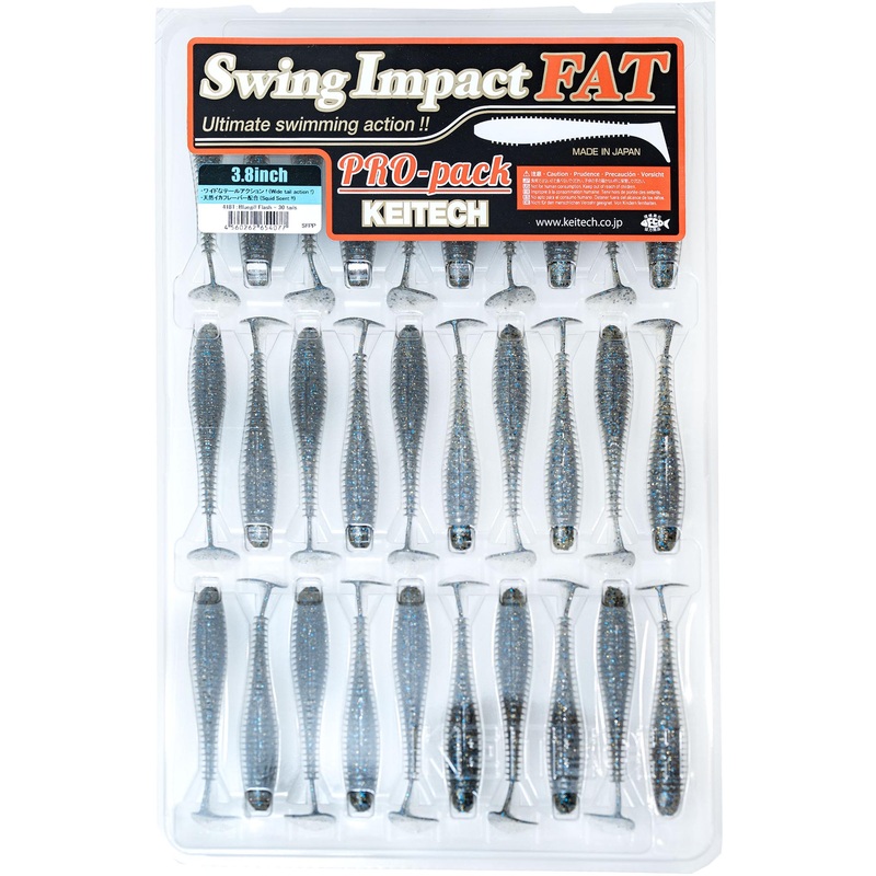 Keitech Fat Swing Impact 3.8 inch Soft Paddle Tail Swimbait – 30 Bait Pro Pack Bluegill Flash