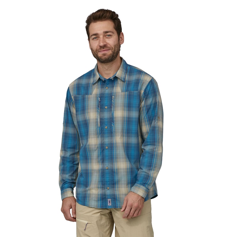 Patagonia M’s L/S Sun Stretch Shirt Chambray: Lago Blue / CLAB XS