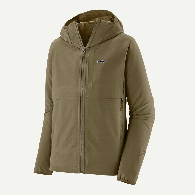 Patagonia Men’s R1 TechFace Fitz Roy Trout Hoody – Dark Ash Small
