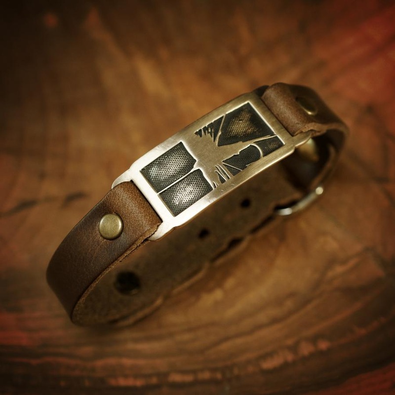 Sight Line Provisions Streamline Collection – Trout Bronze on Brown Leather Bracelet