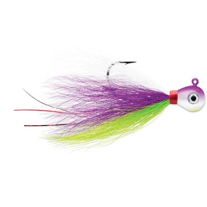 VMC Bucktail Jig, Sinking Hook Chartreuse White 1/16oz