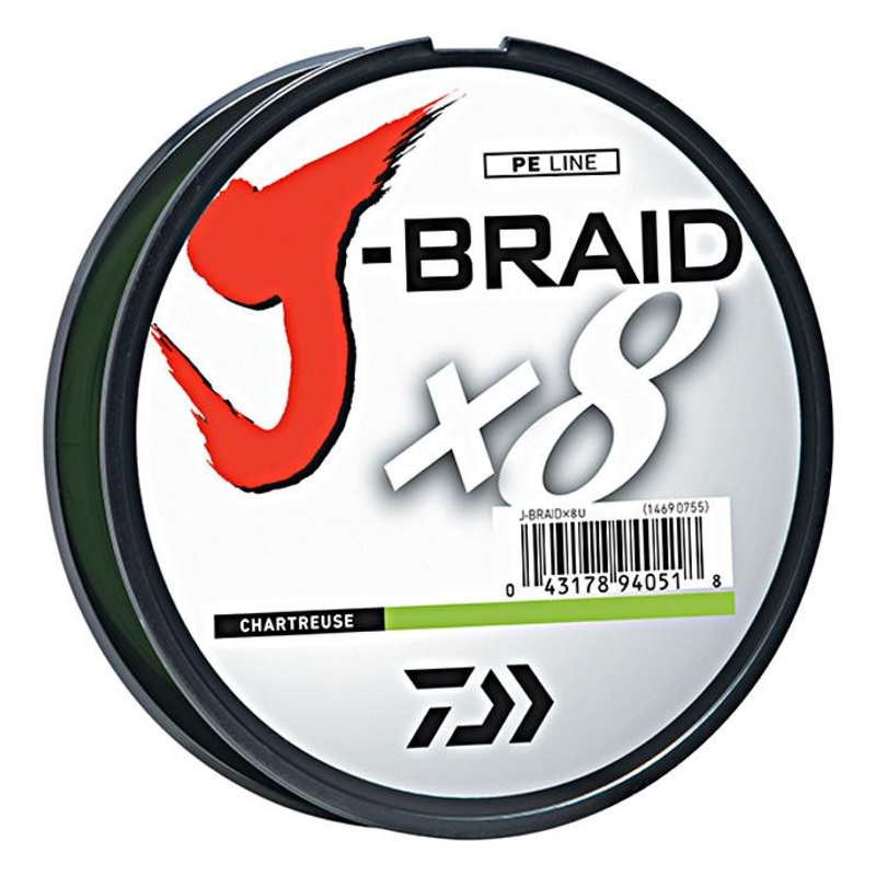 Daiwa J-Braid X8 Braided Line 330 Yards Chartreuse 6 pound