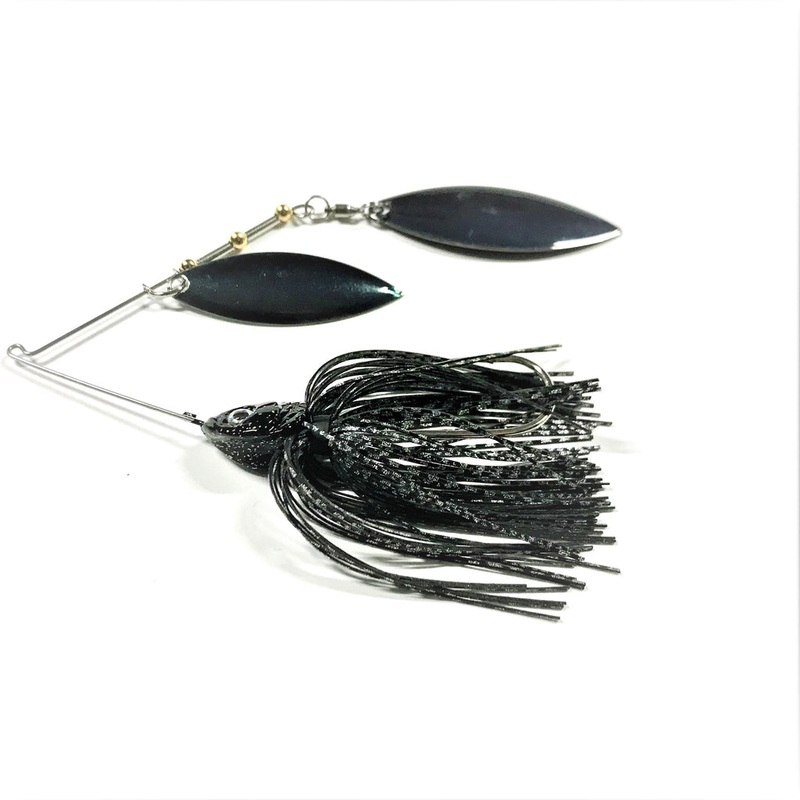 PERSUADER PREMIUM WILLOW BLADE SPINNER BAIT Black w/ Powder Paint Willow/Willow 3/8oz