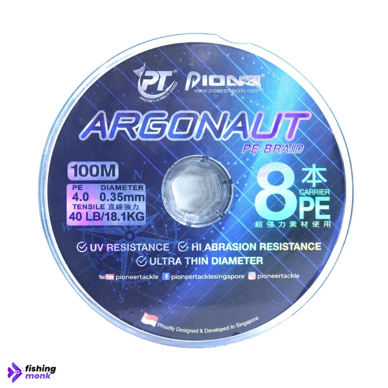 Pioneer Argonaut 8PE Braid Line 100m x 10 0.35mm | 40lb x 1 Spool Blue