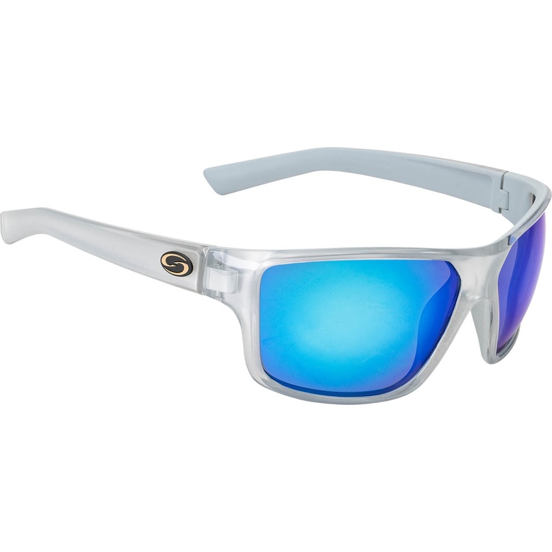 Strike King S11 Optics Clinch Polarized Sunglasses Crystal Concrete Frame Multi Layer White Blue Mirror Lens