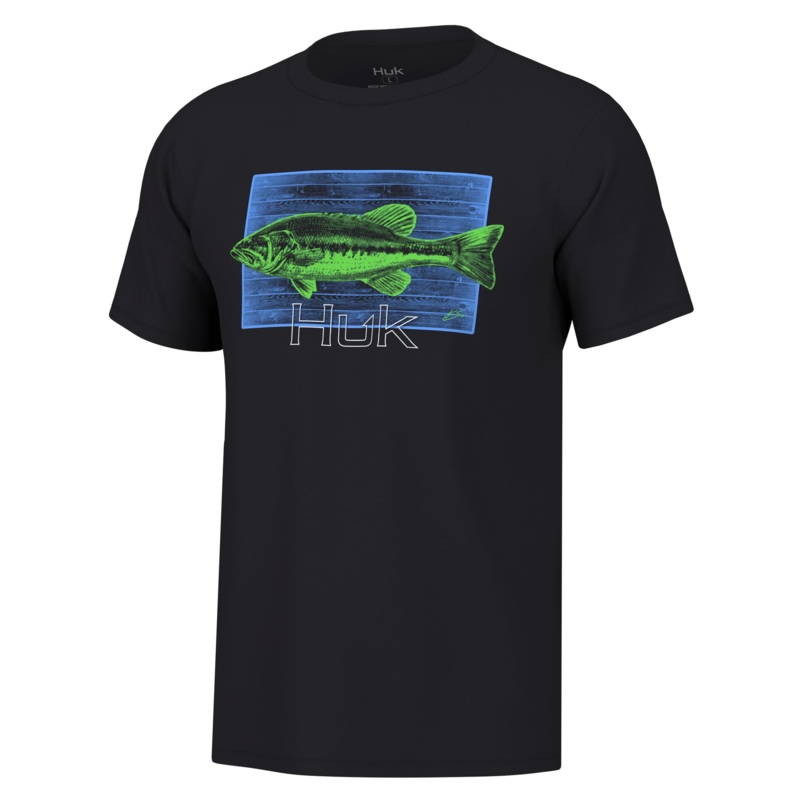HUK KC NEON BASS TEE Black Medium