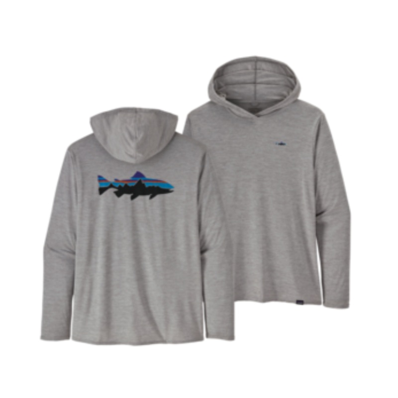 Patagonia Men’s Capilene Cool Daily Graphic Hoody – Relaxed Fit Salt Grey X-Dye 3X-Large