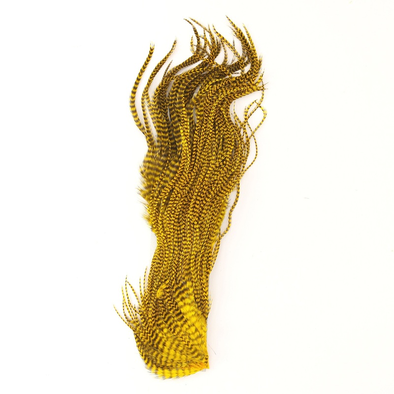 Hareline Half Grizzly Saddle Feathers Natural Grizzly