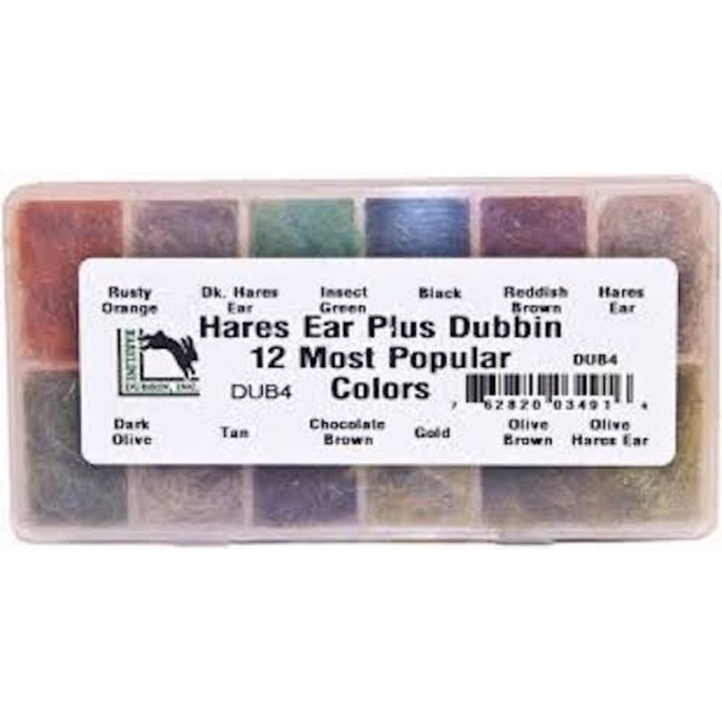Hareline Hares Ear Plus Dubbin Dispenser 12 Popular Colors