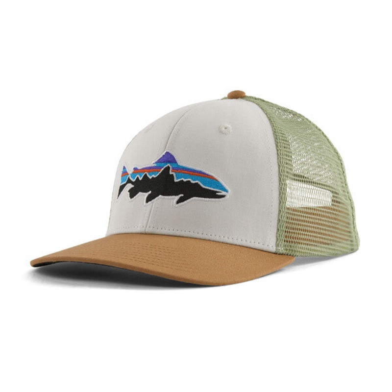 Patagonia Fitz Roy Trout Trucker Hat – White w/Classic Tan Sale