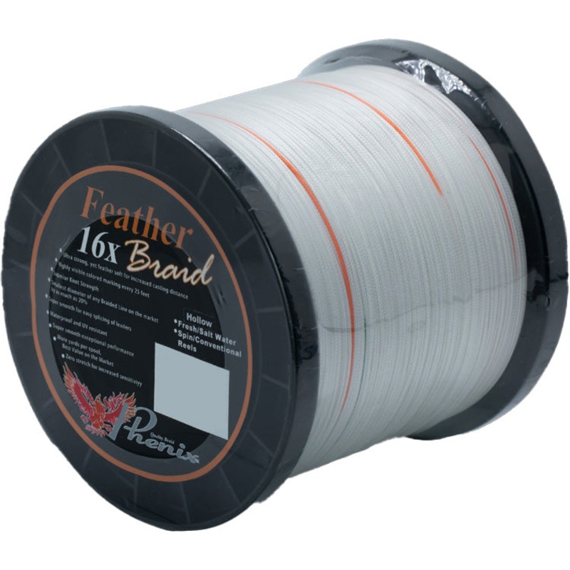 Phenix Feather 16X Hollow Braid Filler Spools – White w/Orange & Green Markings White w Orange & Green Markings 40 lb – 700 yds