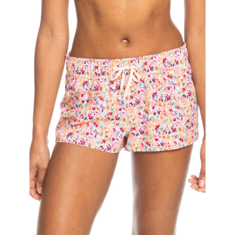 ROXY ISLAND IN THE SUN 2″ BOARDSHORT PASTEL ROSE SWEPT UP FLORAL XS