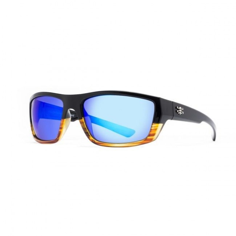 Calcutta Shock Wave Polarized Sunglasses Wood Grain/Blue Mirror