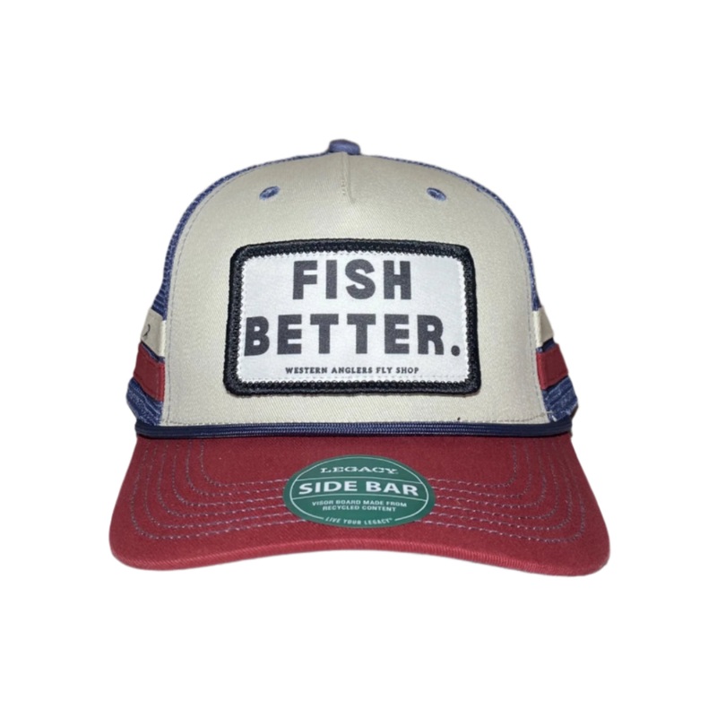 Fish Better – Western Anglers – Hat – Stone Stone/Cardinal/Slate Blue Trucker