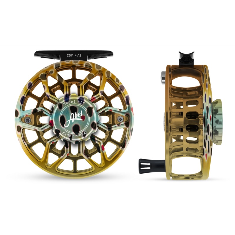 Abel SDF Fly Reel Ported – Native Brown – 4/5 WT with Aluminum Black Handle 4/5 wt