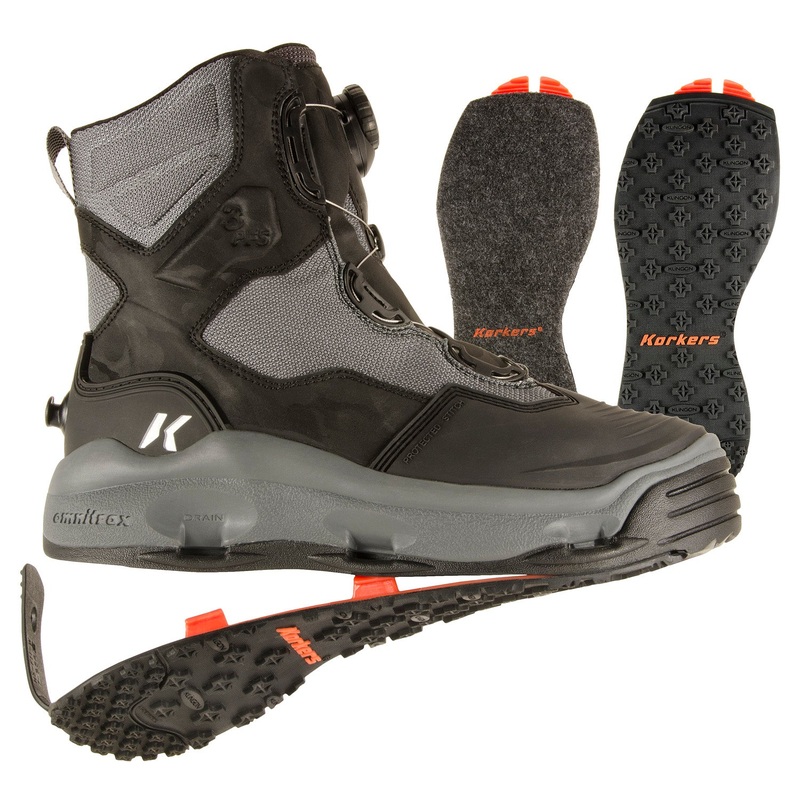 Korkers Darkhorse Wading Boot Kling-On & Black Felt Soles 9
