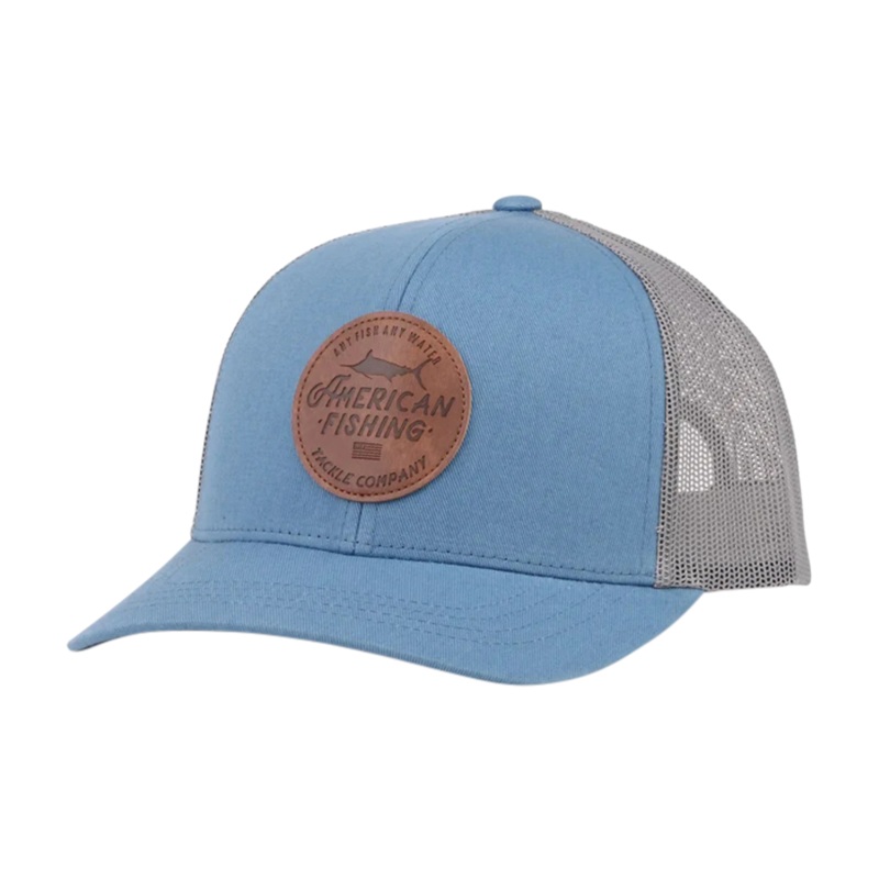Lemonade Leather Patch Trucker Hat Slate Blue