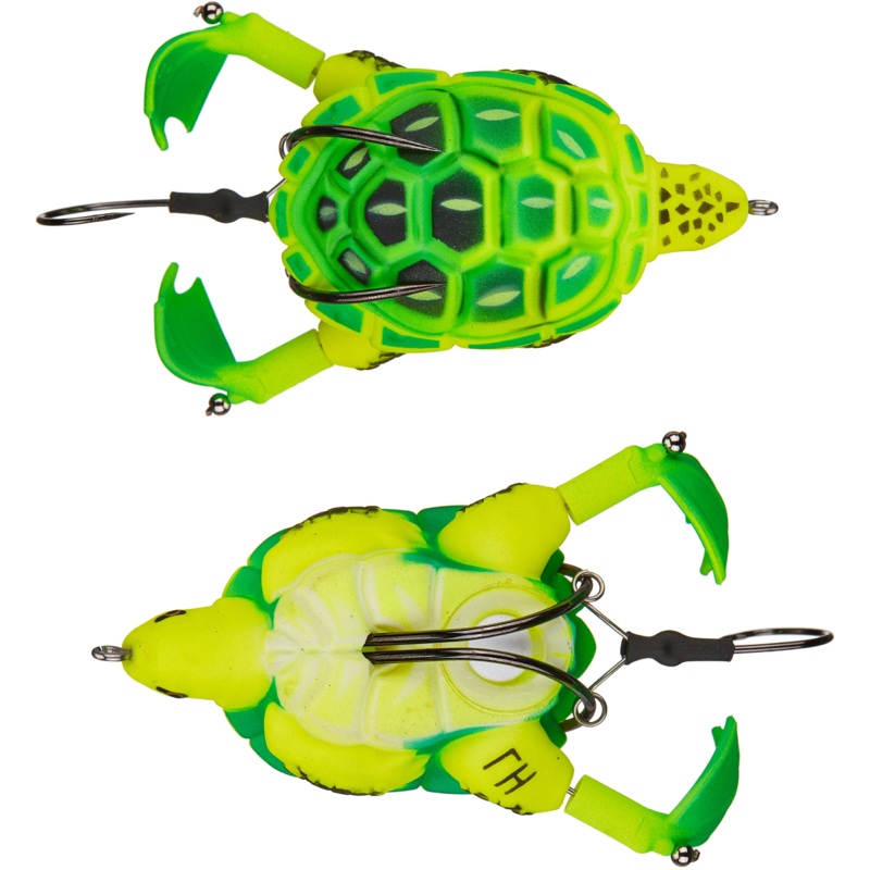 Lunkerhunt Prop Turtle 3 1/2 inch Hollow Topwater Prop Lure Neon