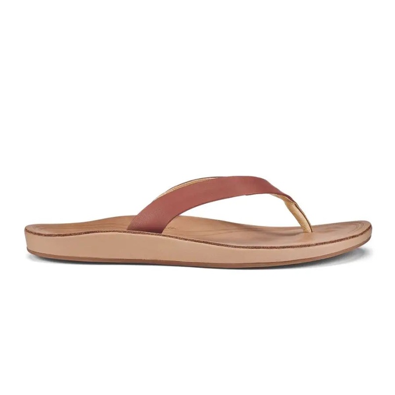 OLUKAI NONOHE LEATHER SANDALS CEDARWOOD / GOLDEN SAND 6