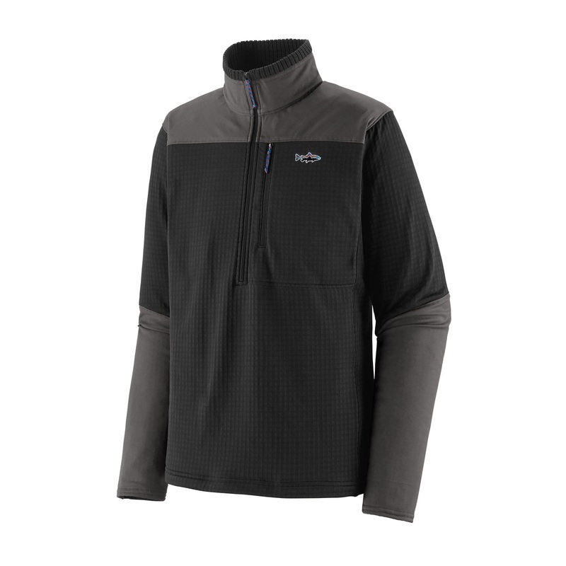 Patagonia M’s L/S R1 Fitz Roy 1/4 Zip Black / BLK XS