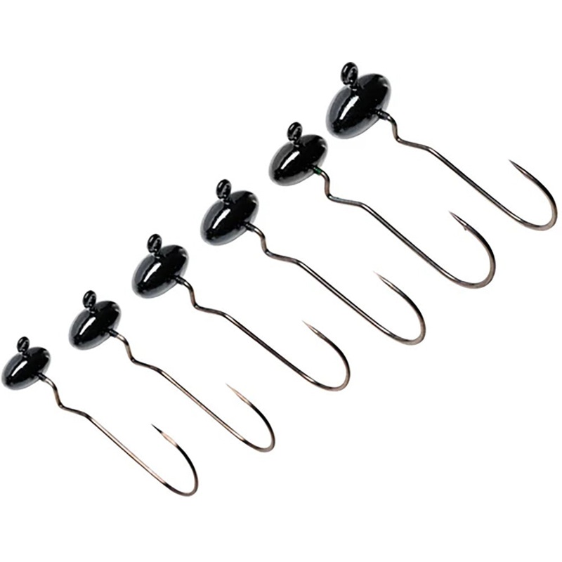 SPRO Skip Gap Football Shaky Head Jighead – 3 Pack Black 1/2 oz – 4/0 hook