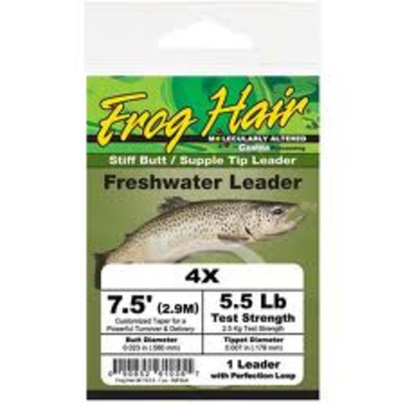 Frog Hair 7.5ft Stiff Butt Supple Tip Tapered Leader – Fly Fishing 0X