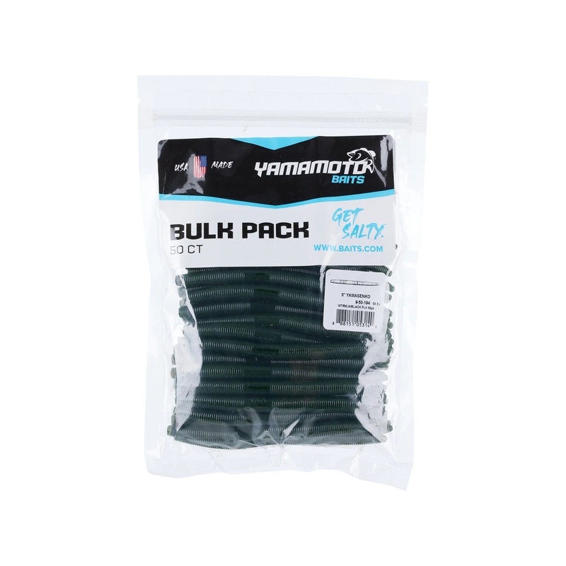 YAMAMOTO SENKO SACK BULK 50 PACK – 5″ Black w/LG Blue Flake – 021 5″