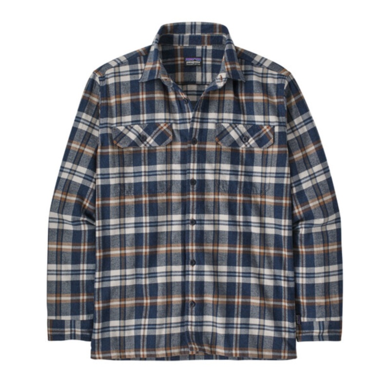 Patagonia Men’s Long-Sleeved Organic Cotton Midweight Fjord Flannel Shirt – Fields: New Navy – XX-Large XX-Large