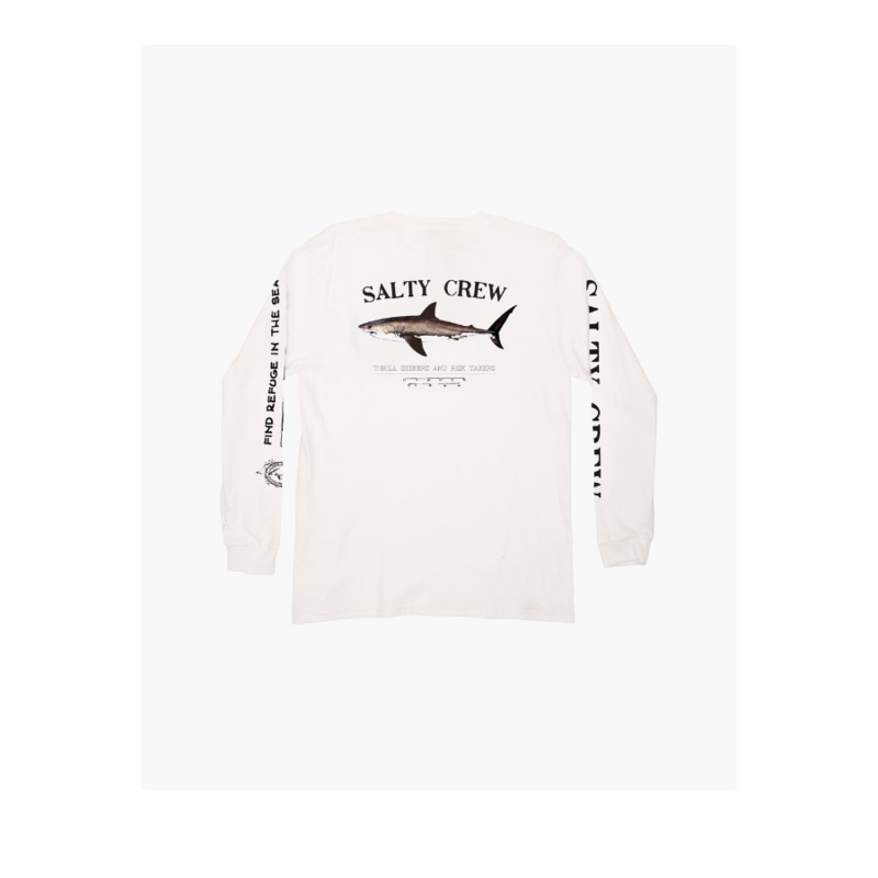 SALTY CREW YOUTH BRUCE L/S PERFORMACE WHITE S