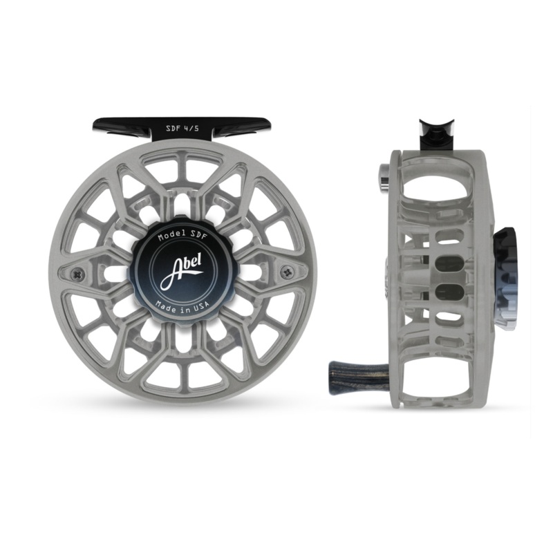 Abel SDF Fly Reel Ported – Satin Platinum – Blk Plat Knob 4/5 WT w/ Ebony Hand 4/5 wt