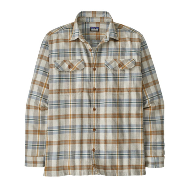 Patagonia Men’s Long-Sleeved Organic Cotton Midweight Fjord Flannel Shirt – Fields: Natural – XX-Large XX-Large