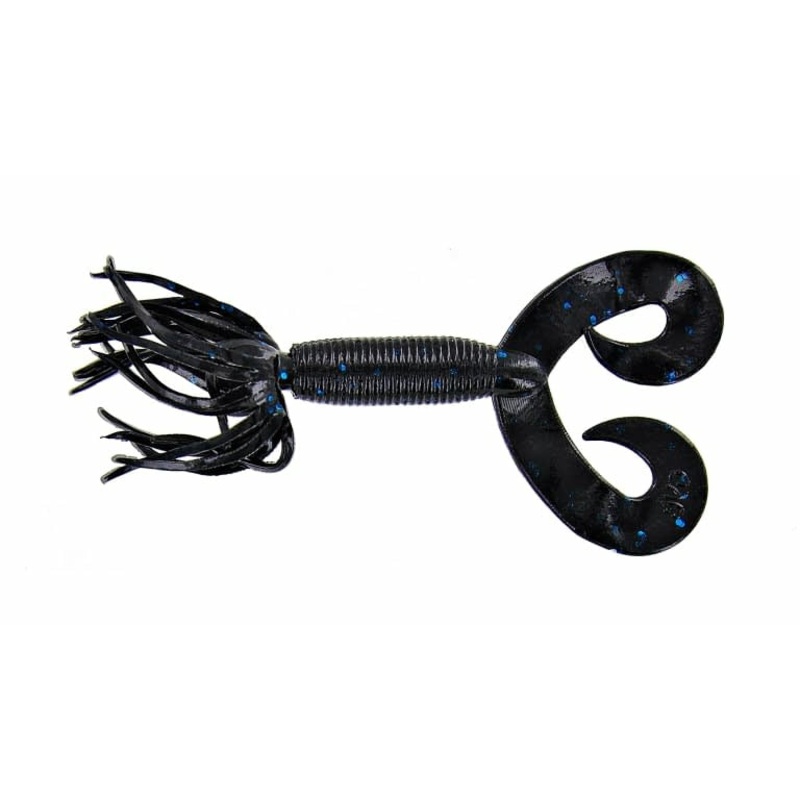 YAMAMOTO HULA GRUB 4″/5″ Black w/ Large Blue Flake – 021 4″