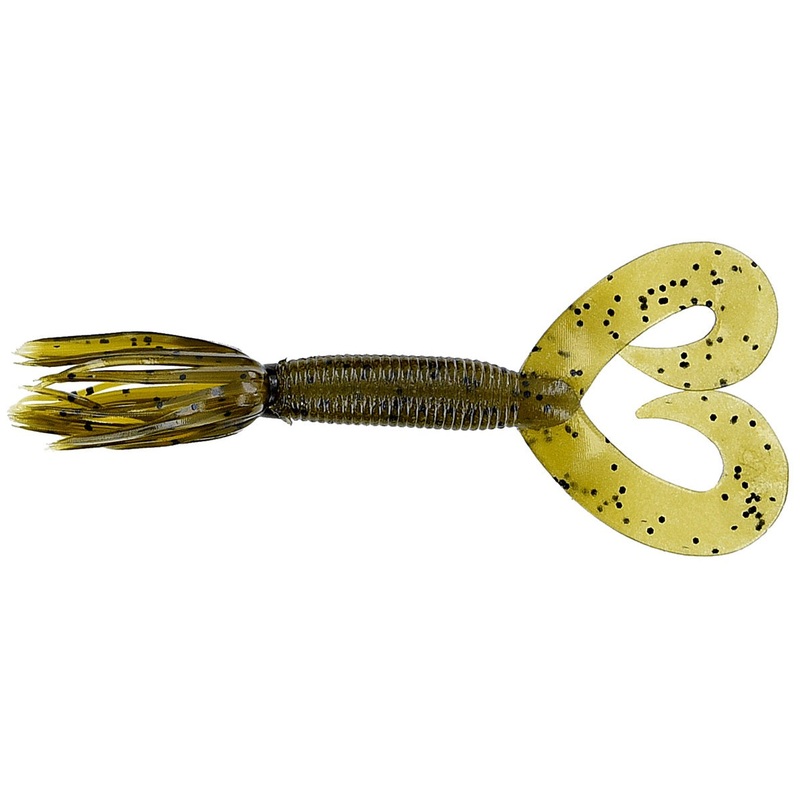 Gary Yamamoto Double Tail Hula Grub – 5 Inch Green Pumpkin Black