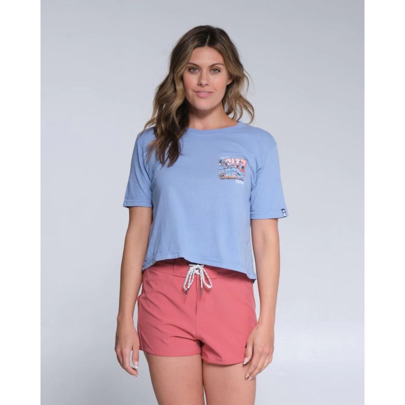SALTY AHOY BOYFRIEND CROP MARINE BLUE M