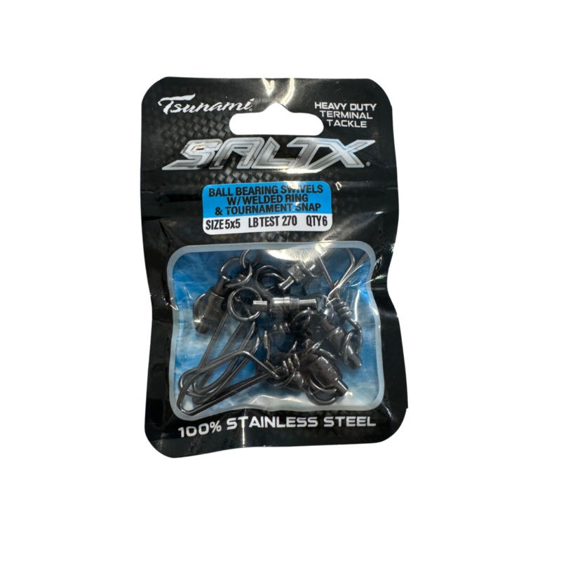 Tsunami Ball Bearing Swivels W/ Welded Ring & Tournament Snap SZ 3 6PK