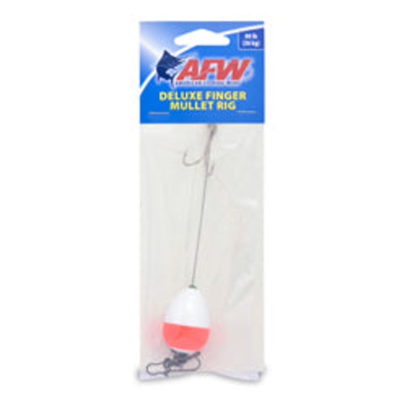 American Fishing Wire Deluxe Finger Mullet Rig White/Red Pear Float