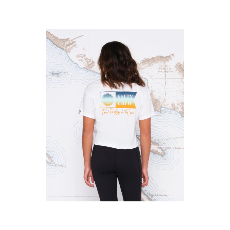 SALTY CREW ALPHA GRADIENT SKIMMER TEE WHITE L