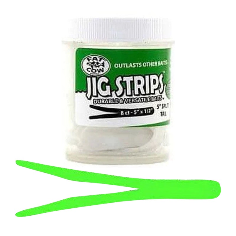 Fat Cow Fishing Jig Strips, Split Tail, 7 1/2″ X 5/8″ Red