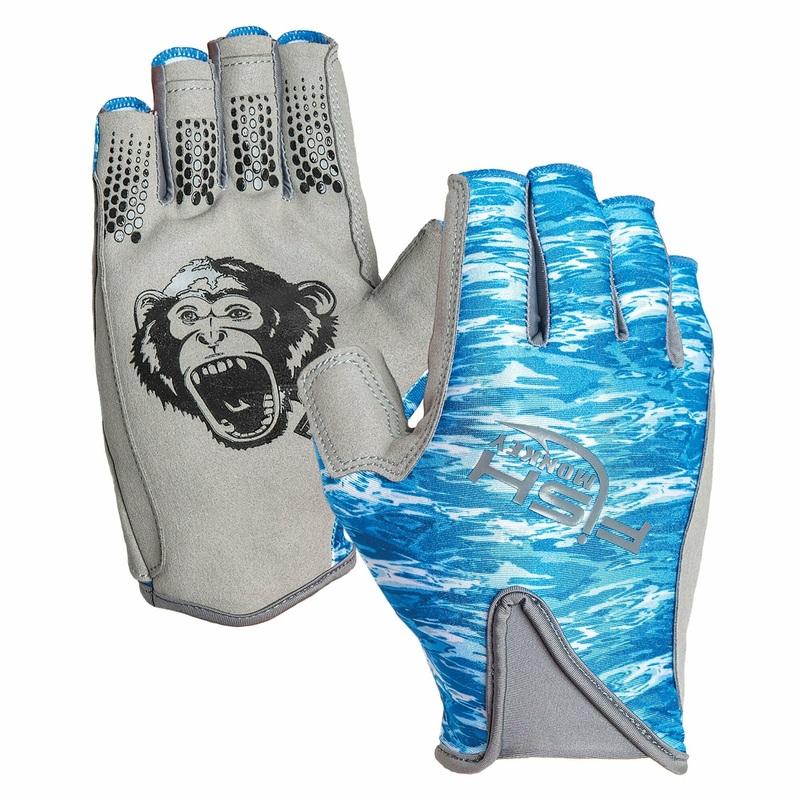 Fish Monkey Pro 365 Guide Glove, Exposed Fingers Blue Water Camo Large