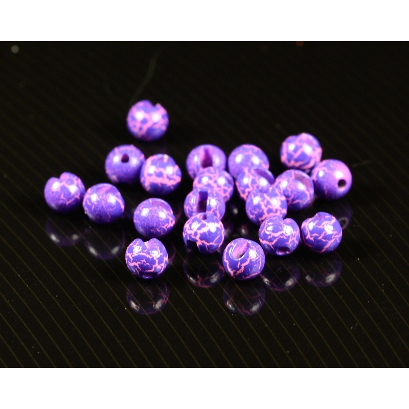 Hareline Crackle Slotted Tungsten Beads 3/32 – 2.3mm Purple / Fluorescent Pink