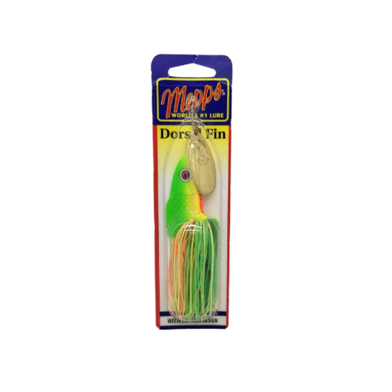 Mepps Dorsal Fin In-Line Spinner, 5/8oz, Gold Blade/Firetiger Tail