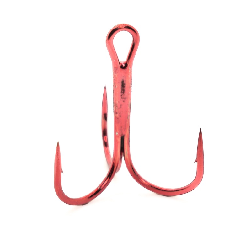 Mustad 35647 Red Round Bend Treble Hook 25 pack 6