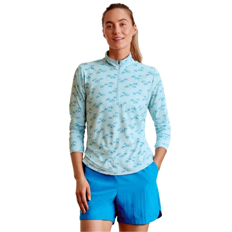 Orvis W’s Sun Defense 1/4-Zip Blue Mist Permit XS