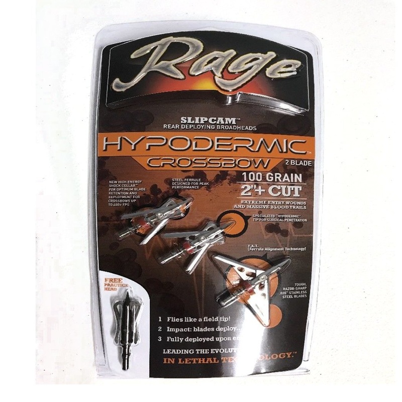 Rage Hypodermic Slipcam Crossbow 100 Gr. 2″ + Cut 3pk.- R39600
