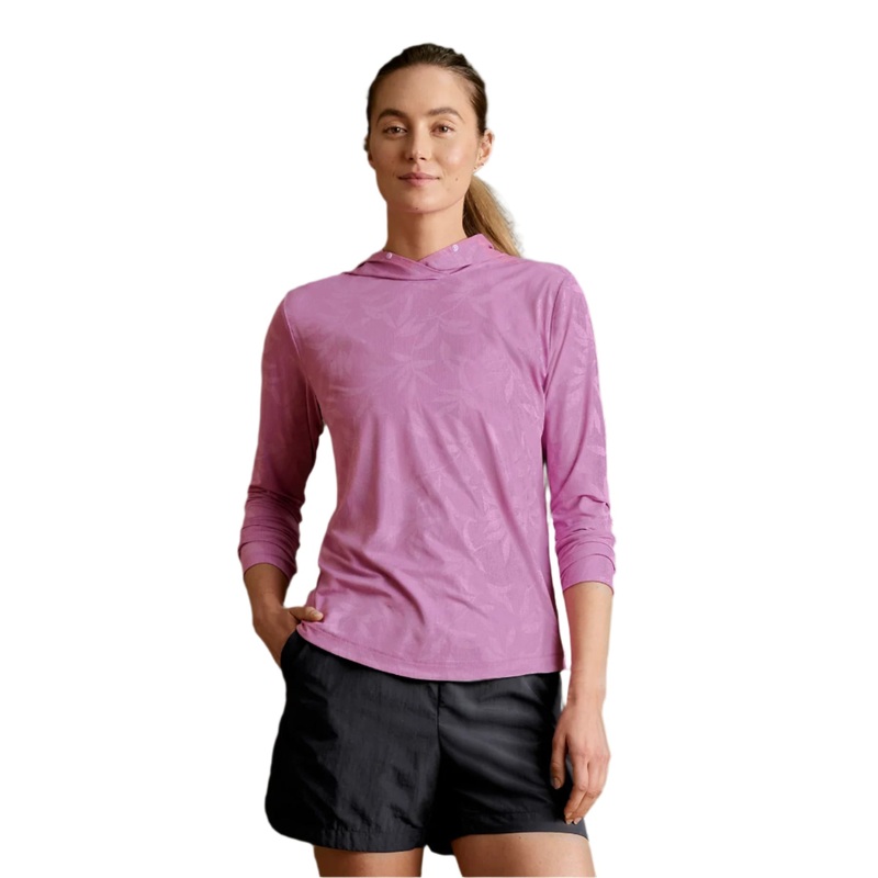 Orvis W’s Sun Defense Printed Hoodie Lilac Stich Leaf XS